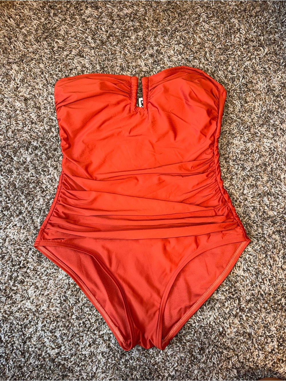 DKNY Orange ruched full coverage one piece size M